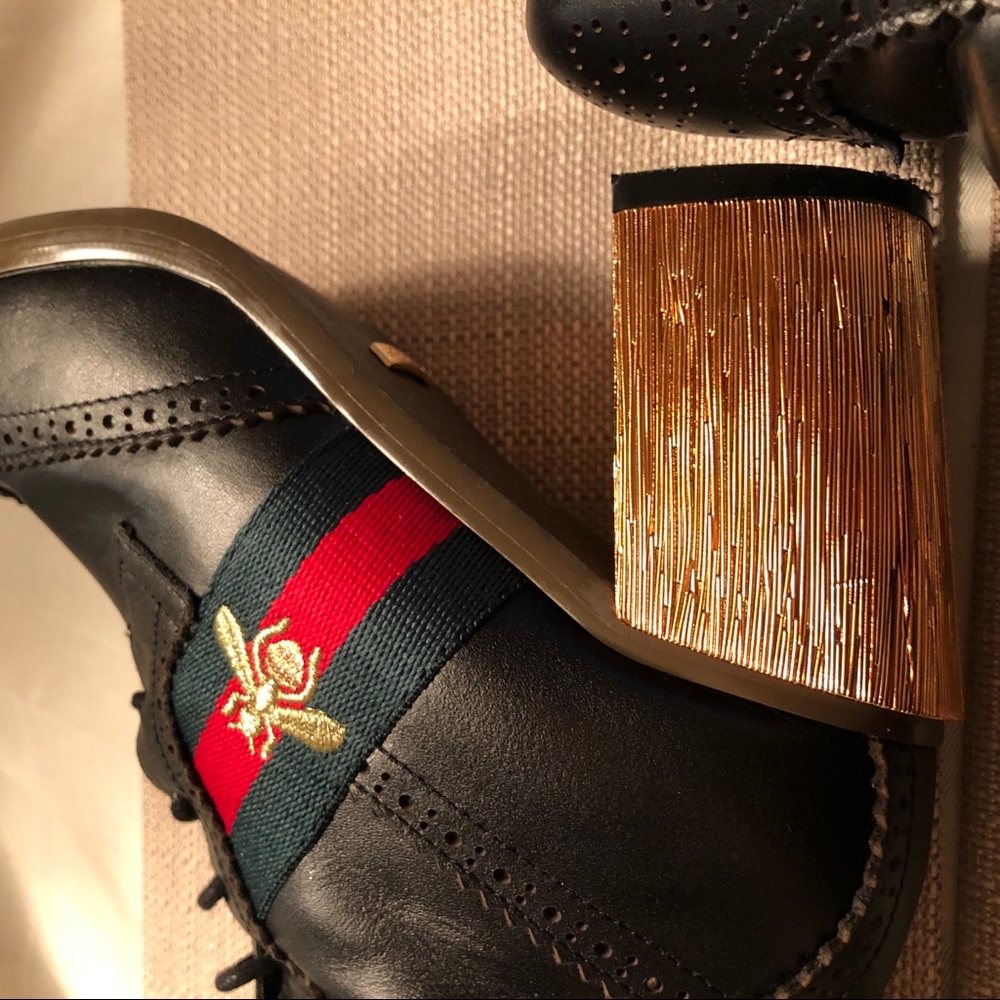 GUCCI Karen Lace Up Booties Black Bumblebee Boot - Picture 5 of 8